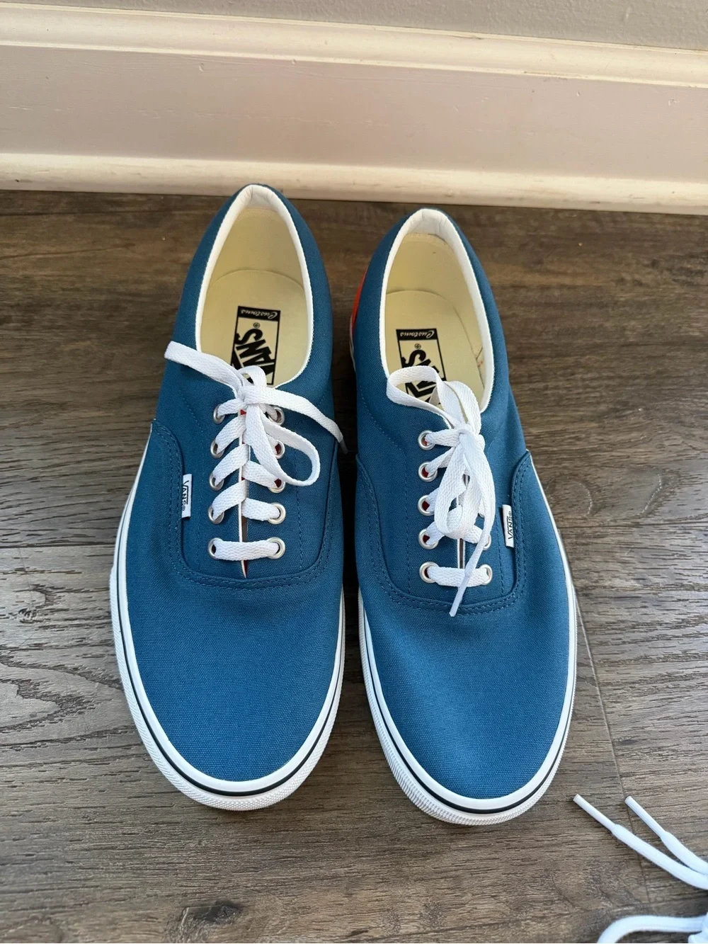 Vans Custom Men's Era Blue & Orange Canvas Lace-Up Sneakers Size 11